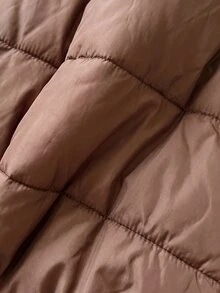 SHEIN Clasi Women's Solid Color Faux Fur Collar Adjustable Waist Winter Padded Vest Jacket - Coffee Brown - View 5