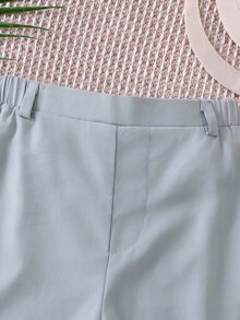 SHEIN 中性嬰兒男/女嬰 100%純棉休閒百搭白色長褲工裝褲，男嬰下身褲，嬰兒褲，Squishy - 灰色 - 查看 4