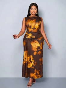 SOLERSUN Plus-Size Women's Slim-Fit Dress Suitable For Daily Commuting, Shopping, Parties, And Gatherings. - Multicolor - View 6