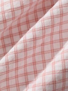 Dazy Plus Autumn Sweet Plaid Embroidered Lace Trim Patchwork Loose Fit Nightgown - Pink - View 8