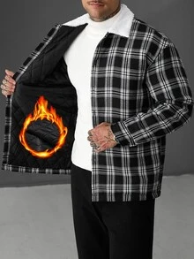Manfinity CasualCool 男士格紋長袖撞色翻領休閒冬季夾克 - 彩色 - 查看 5