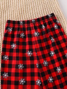 SHEIN 2pcs Set Piyama Bayi Laki-laki Motif Kotak-kotak Natal - MultiWarna - View 5