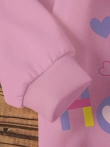 Peppa Pig X SHEIN Young Girl Letter Print Crew Neck Long Sleeve Sweatshirt And Pants Casual Set - White - View 3