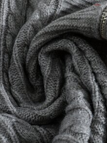 Sweetra Plus Size Women's Solid Color Casual Daily Cardigan - Grey - View 8