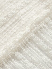 SHEIN 兒童青少年女孩針織提花蝴蝶結裝飾掛脖優雅休閒正式洋裝，適合感恩節、新年、舞會與派對 - 白色 - 查看 6