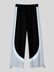 Sport MetroGents 男士印花拼色抽繩腰鬆款運動長褲 慢跑健身 夏季復古趣味 - 彩色 - 查看 2