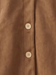 Rusticease Women's Solid Color Casual Versatile Daily Travel Long Sleeve Trench Coat Jacket - Khaki - View 5