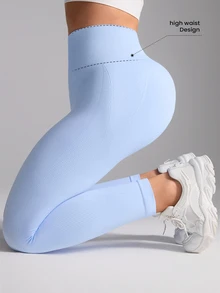 Rhythm Era Rhythm Era 2pcs Plus Size Women's Seamless Sports Leggings - Blue - View 3