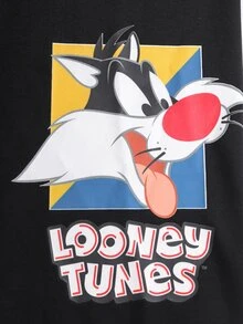 LOONEY TUNES X SHEIN Tween Boy Crew Neck Long Sleeve Sweatshirt And Sweatpants Casual Set - Black - View 6