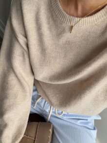 Dazy Plus Plus Size Women's Autumn/Winter New Loose Casual Minimalist Basic Crew Neck Sweater - Camel - View 2