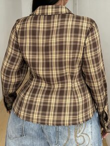 POPSWAY Plus Size Casual Striped Long Sleeve Shirt - Multicolor - View 2