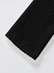 SHEIN LUNE Kemeja Dalam Leher Tinggi Bergaris Warna Polos Baru, Lapisan Dasar Rajut Lengan Panjang yang Melangsingkan, Pakaian Dalam Serbaguna untuk Musim Gugur, Pas di Bagian Bawah, Anti Selip, Kantor, Hitam Sederhana - Hitam - View 6
