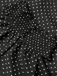 Trelyra Atasan Wanita Motif Polkadot dengan Ruffle dan Bahu Terbuka, Lengan Panjang, Bahan Chiffon, dan Modis. - MultiWarna - View 3