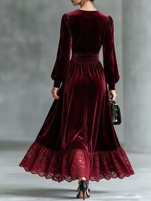 LUMIGAL Fall Clothes FOR WomenWomen Long Dresses - Burgundy - View 2