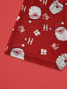 Notgurli Christmas Funny Print Cartoon Santa Claus Gift Box Candy Cane Bell Snowflake Snowman Parent-Child Family Party Men's Mid-Length Boxer Briefs - Red and White - View 4