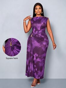 SOLERSUN Plus-Size Women's Slim-Fit Dress Suitable For Daily Commuting, Shopping, Parties, And Gatherings. - Violet Purple - View 4