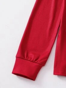 SHEIN 大童男孩聖誕遊戲機圖案圓領長袖褲子休閒舒適修身居家睡衣套裝 2件組 - 紅色 - 查看 7