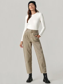 SHEIN BASICS 女款純色圓領長袖休閒百搭T恤 - 白色 - 查看 8