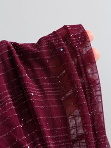 Sweetra Y2K Sexy Textured Fabric Ruched Neck Pleated Crepe Elegant Party Dress - Burgundy - View 6