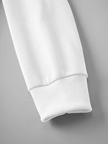 Manfinity Homme Men's Letter Pattern Casual Daily Long Sleeve Sweatshirt - White - View 5