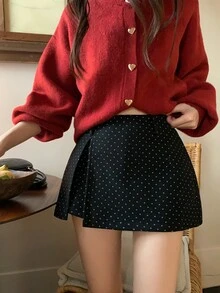 DAZY Women's Polka Dot Casual Korean Style Skirt - Black - View 9
