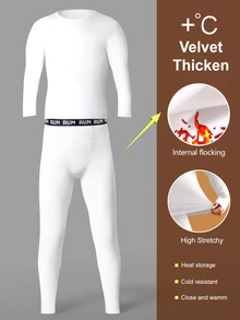 SHEIN Provexi Bộ 2 món nam màu trắng ấm thời trang - trắng - Xem 1