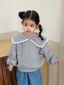 DAZY Infant/Toddler (Girl) Bowknot Fresh Korean Style Casual Spring/Autumn Long Sleeve Sweatshirt - Grey - View 1