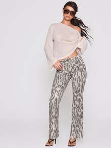 MUSERA Loose Fit Sheer Off The Shoulder Slouch Long Sleeve Tee Autumn Winter Fall Coolgirl Holiday Everyday Roadside Renegade - Apricot - View 4