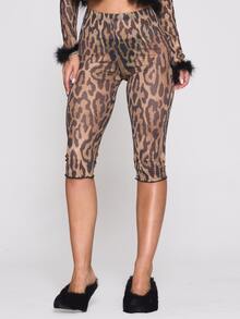 MUSERA Legging Capri Semi Transparan Motif Leopard Motif Leopard untuk Musim Gugur/Musim Dingin, Gaya Keren untuk Liburan, Sehari-hari, Pinggir Jalan, Pemberontak - MultiWarna - View 3