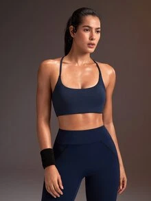 Powerista Women's Minimalist Casual Sports Bra For Yoga And Fitness - Blue - View 2