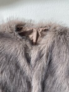 Jaket Bulu Leher Bulat Kasual untuk Sehari-hari, Cocok untuk Remaja Perempuan, Musim Gugur/Dingin - Coklat - View 5