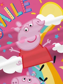 Peppa Pig X SHEIN Đầm tay ngắn cổ tròn in họa tiết hoạt hình cho bé gái - trắng - Xem 3