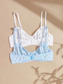Lullawish Bohemian Romantic Pastoral Hollow Jacquard 2pcs/Set Women's Lingerie Bra - Multicolor - View 2