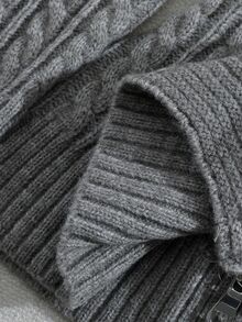 Sweetra Plus Size Women's Solid Color Casual Daily Cardigan - Grey - View 7