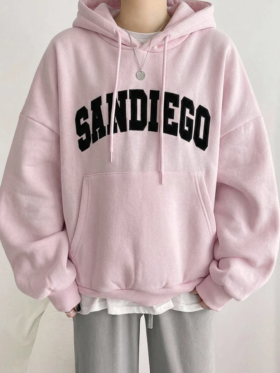 DAZY Women's Letter Print Casual Daily Sweatshirt - Pink - View 1