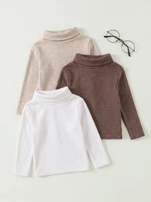 Cozy Pixies 嬰兒男嬰女嬰通用保暖內裡加厚高領長袖針織上衣，秋冬舒適親膚百搭休閒日常時尚可愛，適合秋冬室內外穿著 - 藍色 - 查看 4