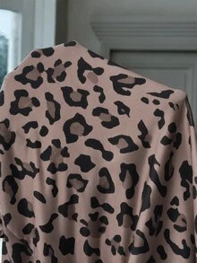 SHEIN EZwear Plus Size Women Leopard Print Inner Layer And Long Sleeve Top And Leggings Casual Daily Outfit Set - Brown - View 4