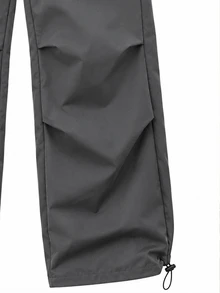 Gym Rark Men's Functional Casual Long Pants, Drawstring Elastic Waist Loose Fit, Reflective Detail Outdoor Hiking Travel Sports Pants - Dark Grey - View 6