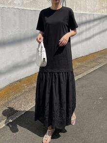 DAZY Women's Round Neck Summer Vacation Style Long Dress - Black - View 7