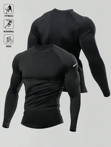 Manfinity Men's Sports T-Shirt, Elastic Fabric, Fashion Logo, Comfortable - Black - View 1