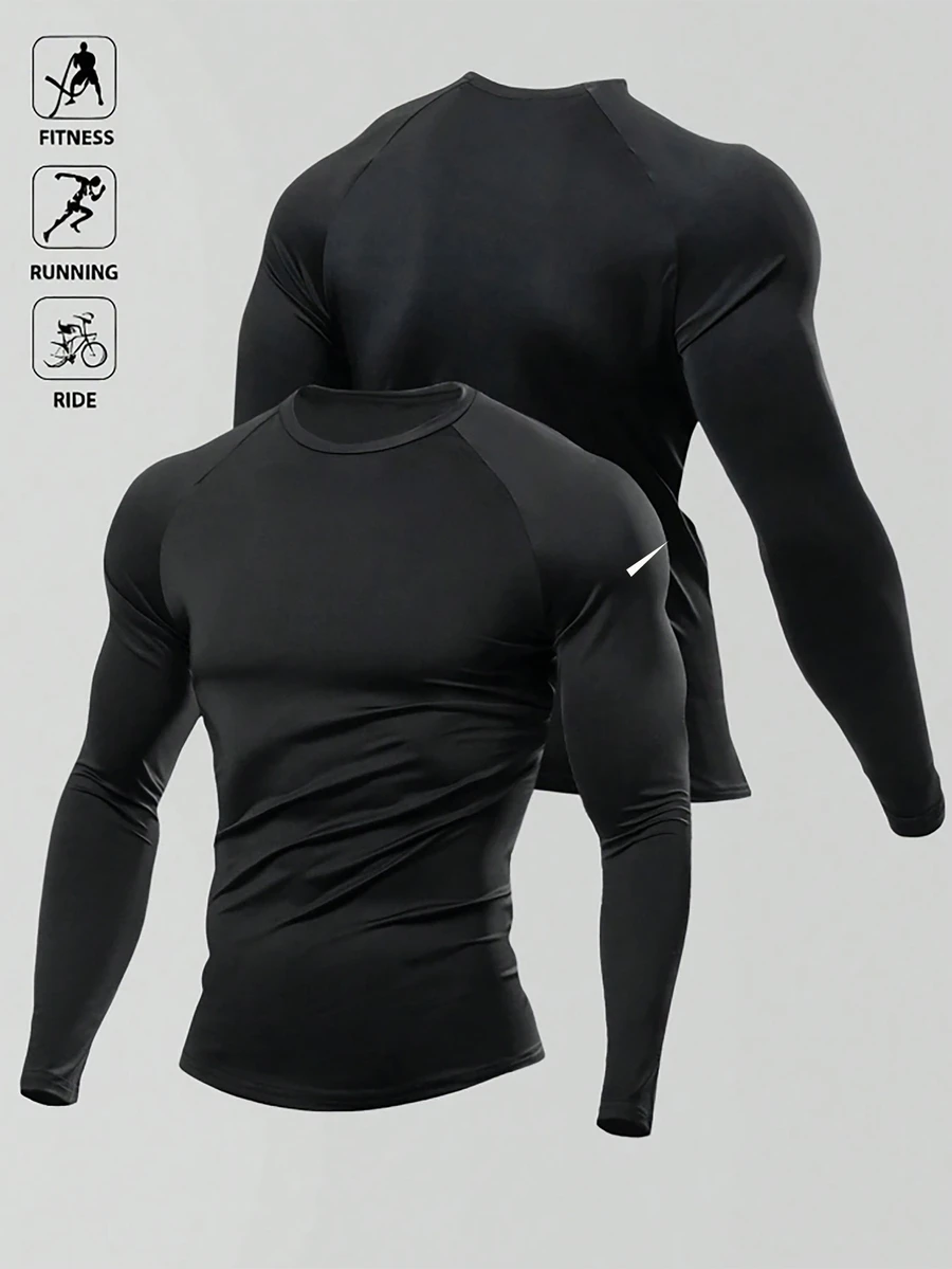 Manfinity Men's Sports T-Shirt, Elastic Fabric, Fashion Logo, Comfortable - Black - View 1