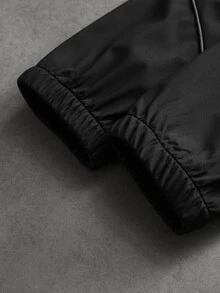 PAVTROS Jaket Pria Minimalis Warna Polos dengan Garis Reflektif, Pakaian Luar Bercahaya untuk Musim Gugur/Dingin - Hitam - View 5