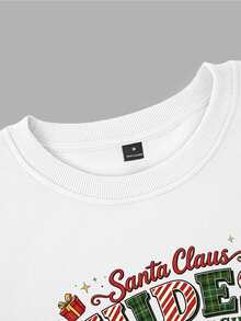 Manfinity Homme Men's Letter Pattern Casual Daily Long Sleeve Sweatshirt - White - View 4