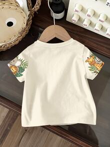 Kids Young Boy Casual Minimalist Crew Neck Short Sleeve Loose Fit T-Shirt Suitable For Summer - Multicolor - View 3