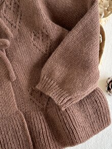 Baby Girl Solid Color Casual Versatile Daily Outing Cardigan - Coffee Brown - View 5