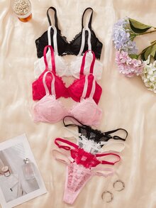 Crystal Vow Sexy Lace Thin Bra Set 8-Piece - Multicolor - View 6