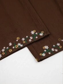 GlowEve 女款夏季花卉刺繡牛仔褲 - 棕色 - 查看 4