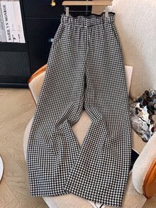 GlowEve Women's Peacock-Pattern Fabric High Waist Pocket Detail Straight Leg Pants Fall - Black and White - View 2