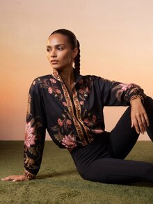 CAJUNI Tropical Vacation Dark Boho Lightweight Jacket - Multicolor - View 6
