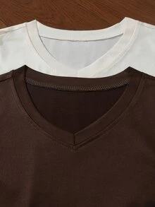 SHEIN Men's Solid Color Crew Neck Short Sleeve Top And Shorts Loungewear Set - Multicolor - View 3